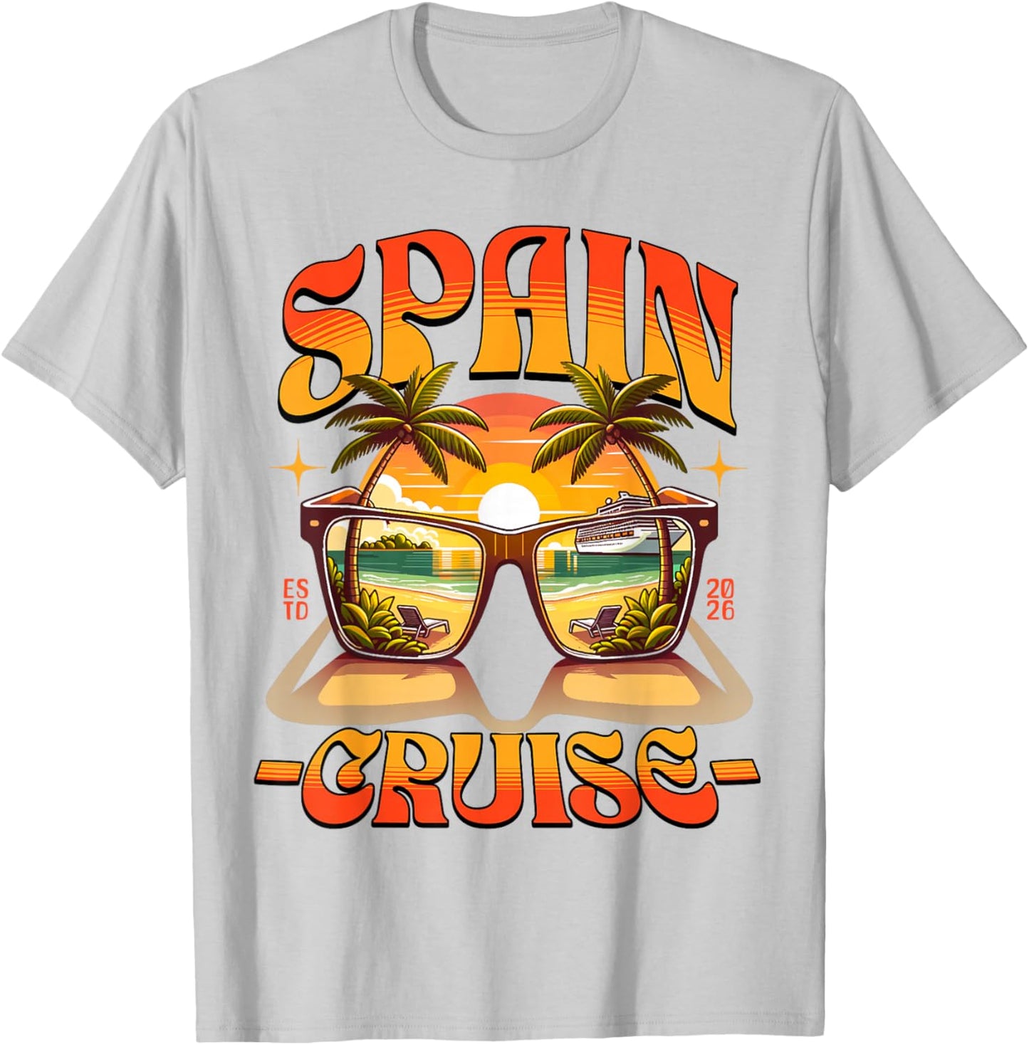 Matching Spain Cruise 2026! Trip Spanish Vacation T-Shirt - T-Shirt | Ash