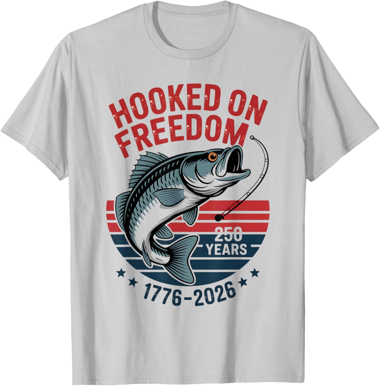 250 Years 1776-2026 250th Birthday Fishing T-Shirt - T-Shirt | Ash