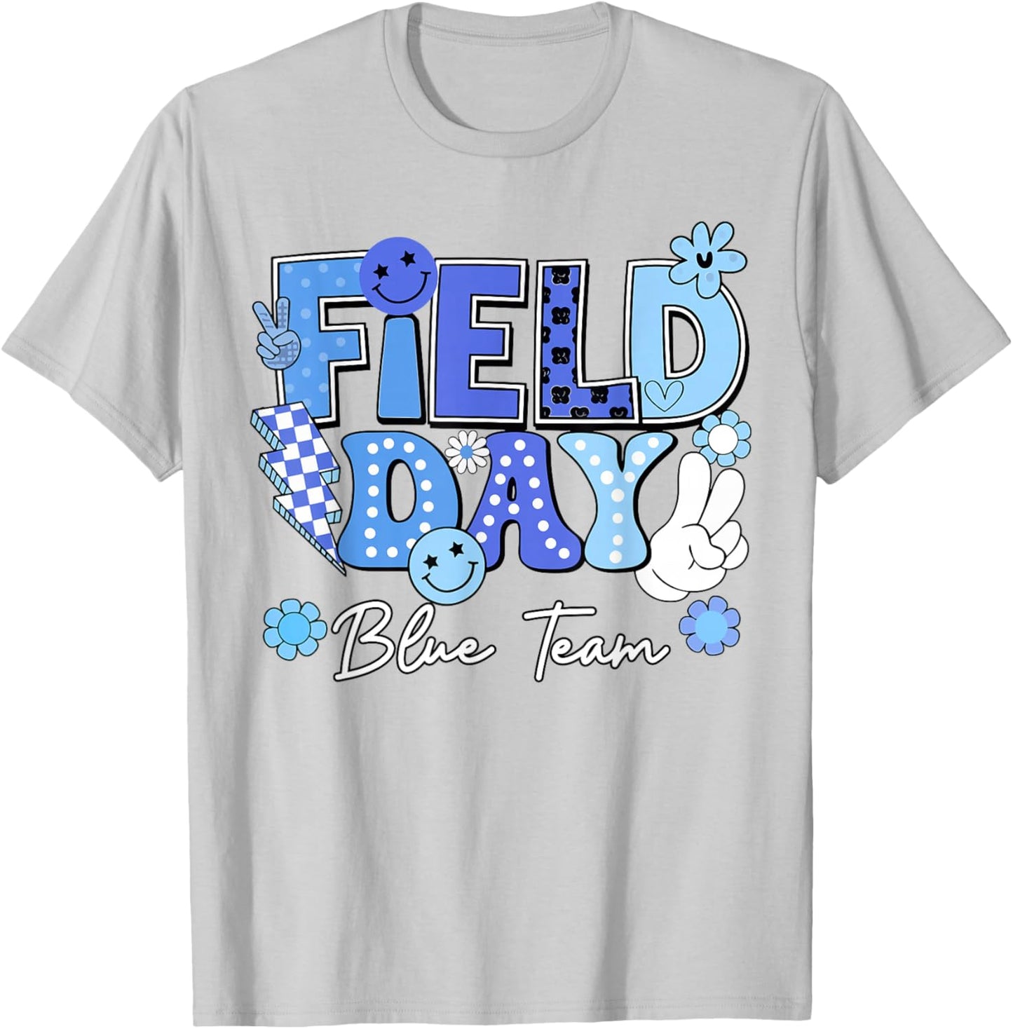 Field Day Blue Team Funny for Teacher Kids Field Day Games T-Shirt - T-Shirt | Ash