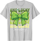 One Lucky Secretary St Patricks Day Coquette Bow Retro T-Shirt - T-Shirt | Ash