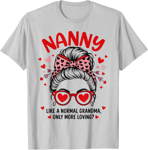 Nanny Valentine Quote for Loving Grandma with Cute Bow T-Shirt - T-Shirt | Ash
