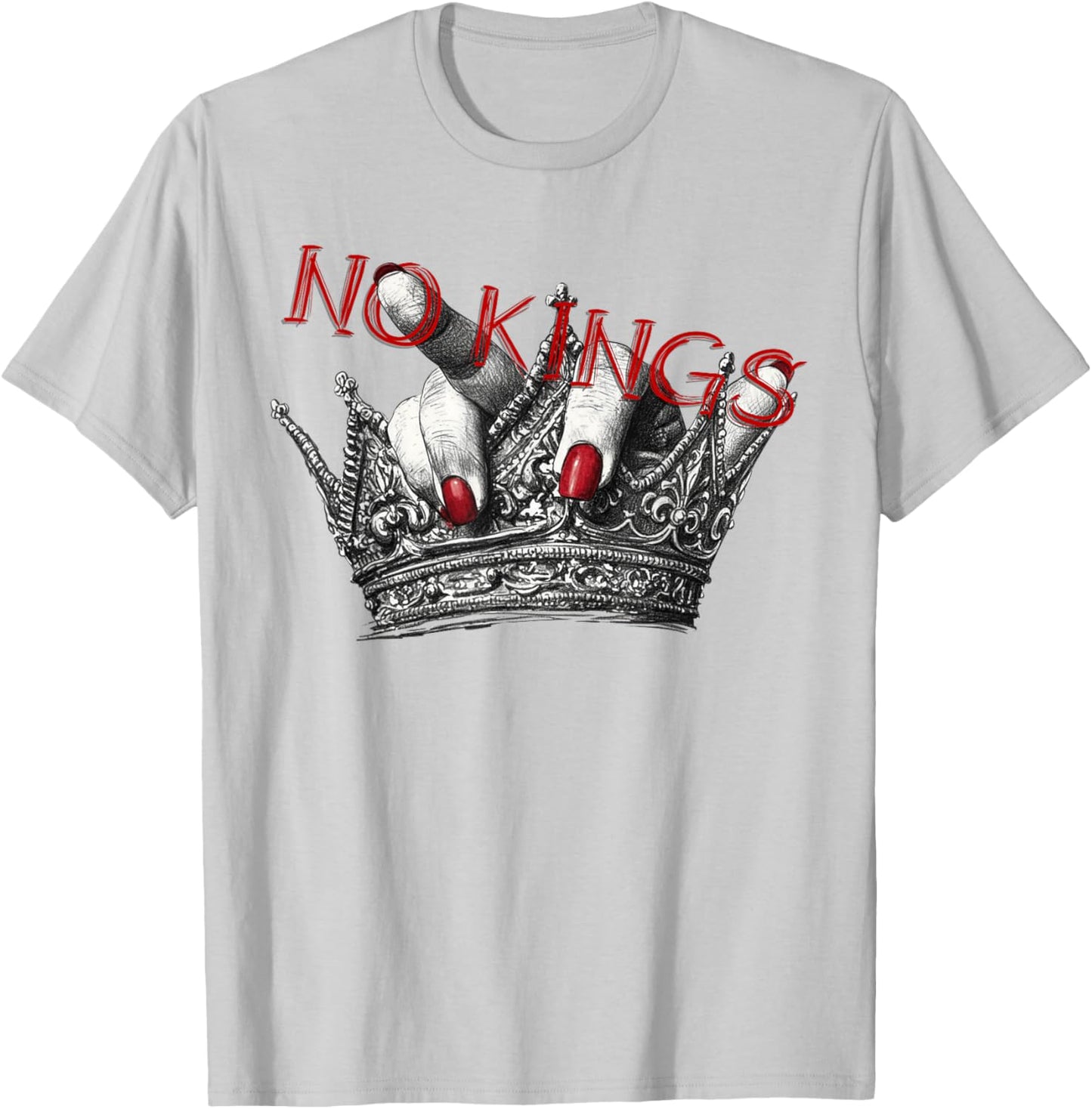 No Kings Anti Monarchy Protest Graphic Patriotic 4th of July T-Shirt - T-Shirt | Ash
