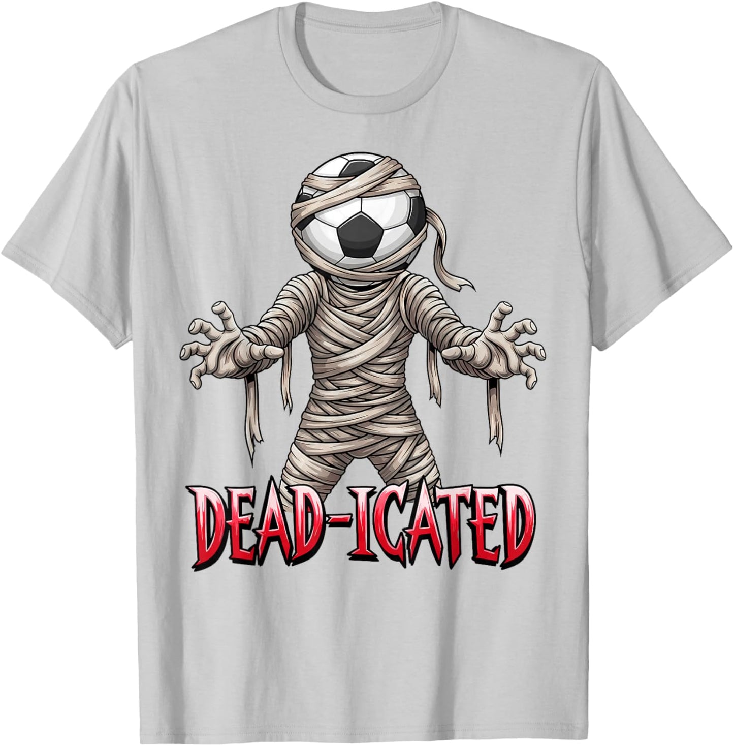 Zombie Mummy Soccer Player Scary Soccer Halloween Sports T-Shirt - T-Shirt | Ash