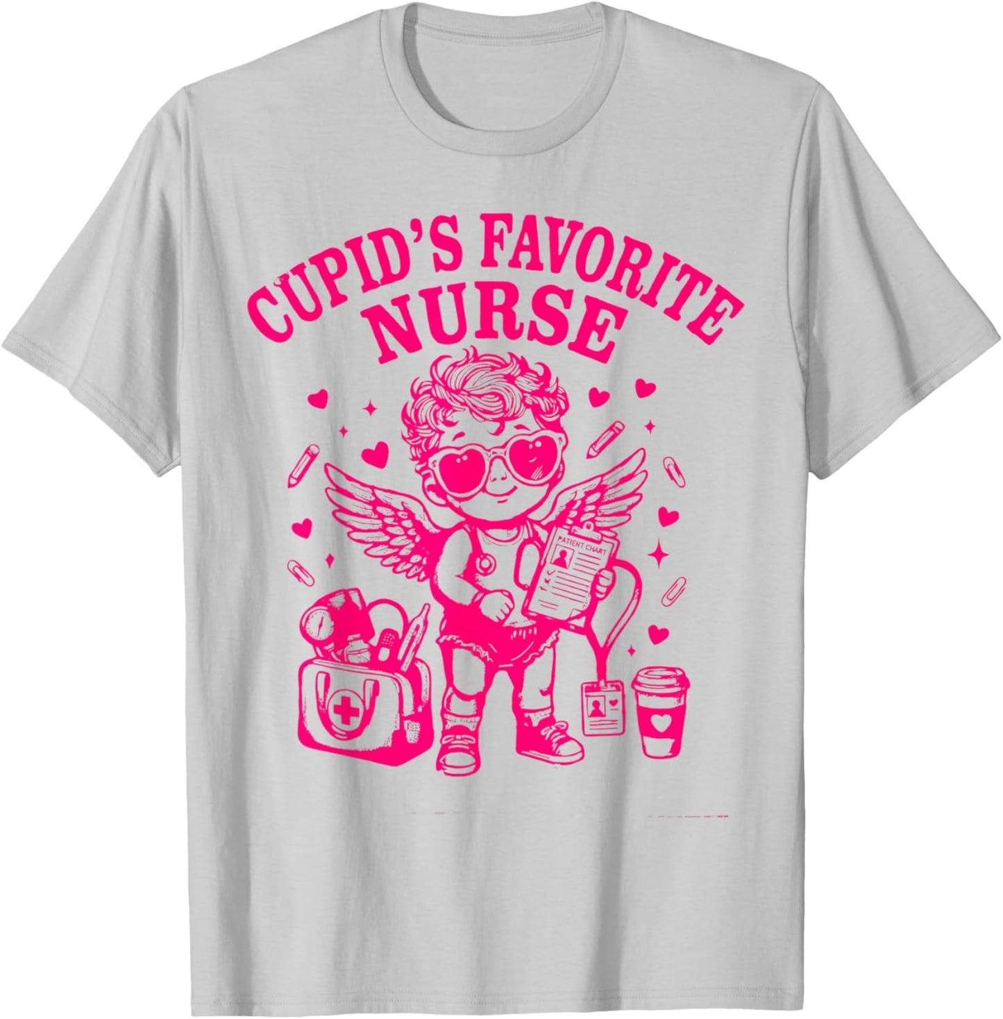 Cupid’s Favorite Nurse Valentines Funny Nurse Cupid Women T-Shirt - T-Shirt | Ash