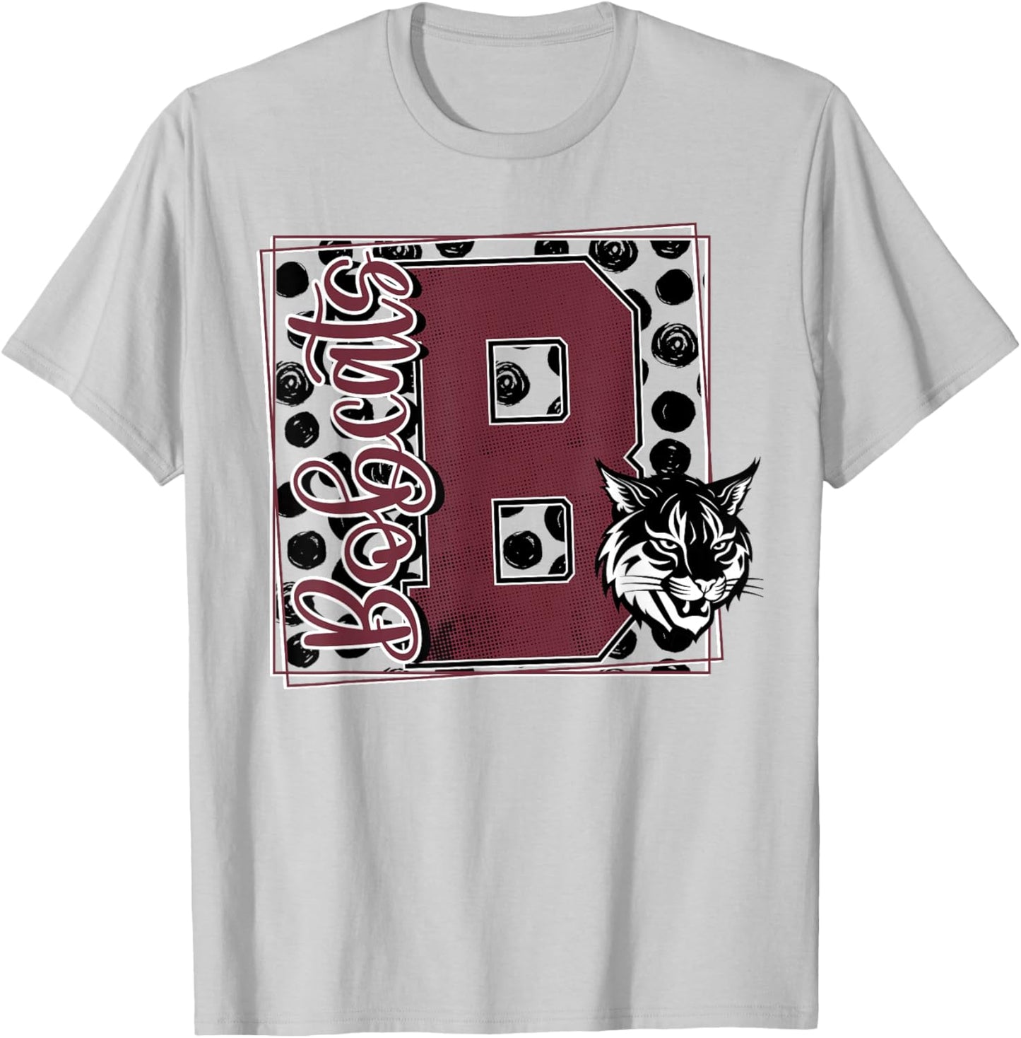 Bobcat Pride School Spirit Mascot Maroon Bobcats Game Day T-Shirt - T-Shirt | Ash