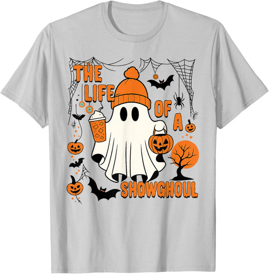 The Life of a showghoul Halloween Costume Bow Boo Girls T-Shirt - T-Shirt | Ash