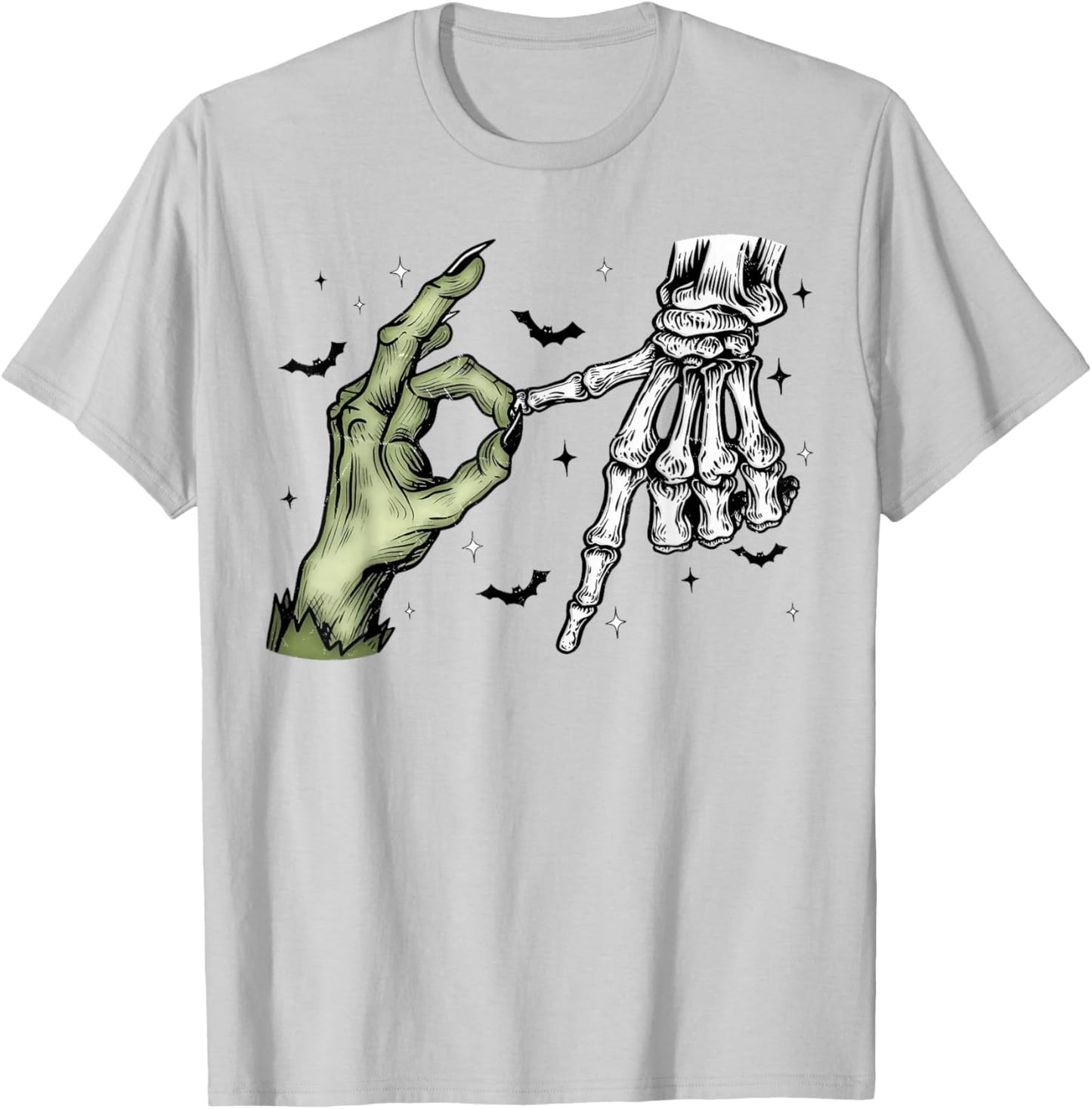 Halloween 6 7 Funny Six Seven Meme Skeleton Hand T-Shirt - T-Shirt | Ash