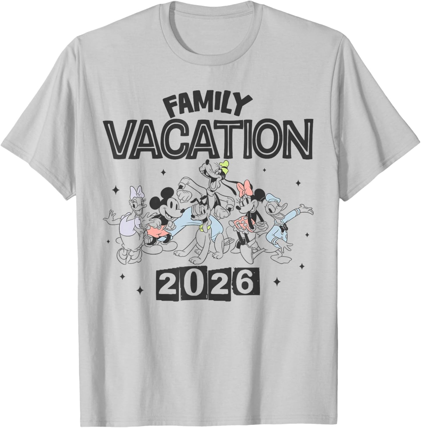 Disney Mickey and Friends Family Vacation 2026 Full Party T-Shirt - T-Shirt | Ash