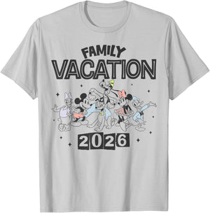 Disney Mickey and Friends Family Vacation 2026 Full Party T-Shirt - T-Shirt | Ash
