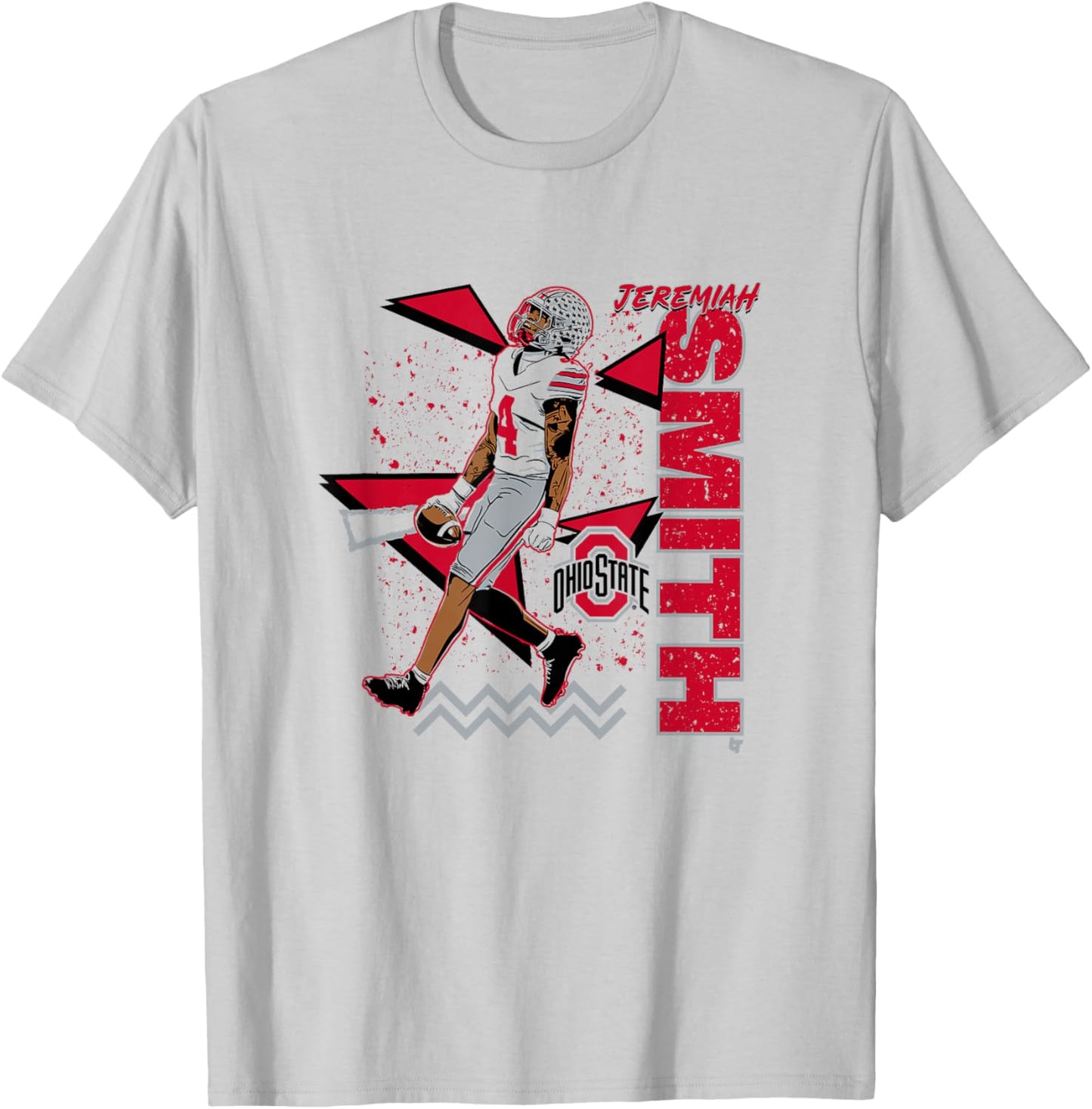 Jeremiah Smith - 90s Style - Ohio State Buckeyes Football T-Shirt - T-Shirt | Ash