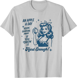 an Apple a Day Quote- Retro Pin-Up Style Humor T-Shirt - T-Shirt | Ash