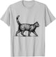 Scribble Cat Abstract Sketch Minimalist Cat Art T-Shirt - T-Shirt | Ash