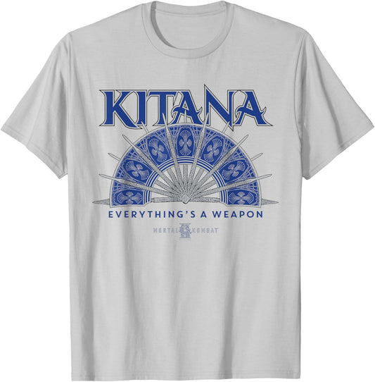 Mortal Kombat 2 Kitana Everything's A Weapon Steel Fan T-Shirt - T-Shirt | Ash