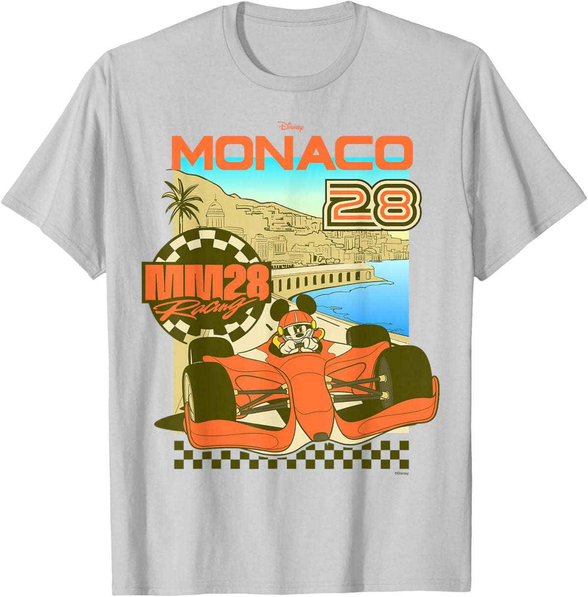 Disney Mickey and Friends Monaco 28 Racing Poster T-Shirt - T-Shirt | Ash