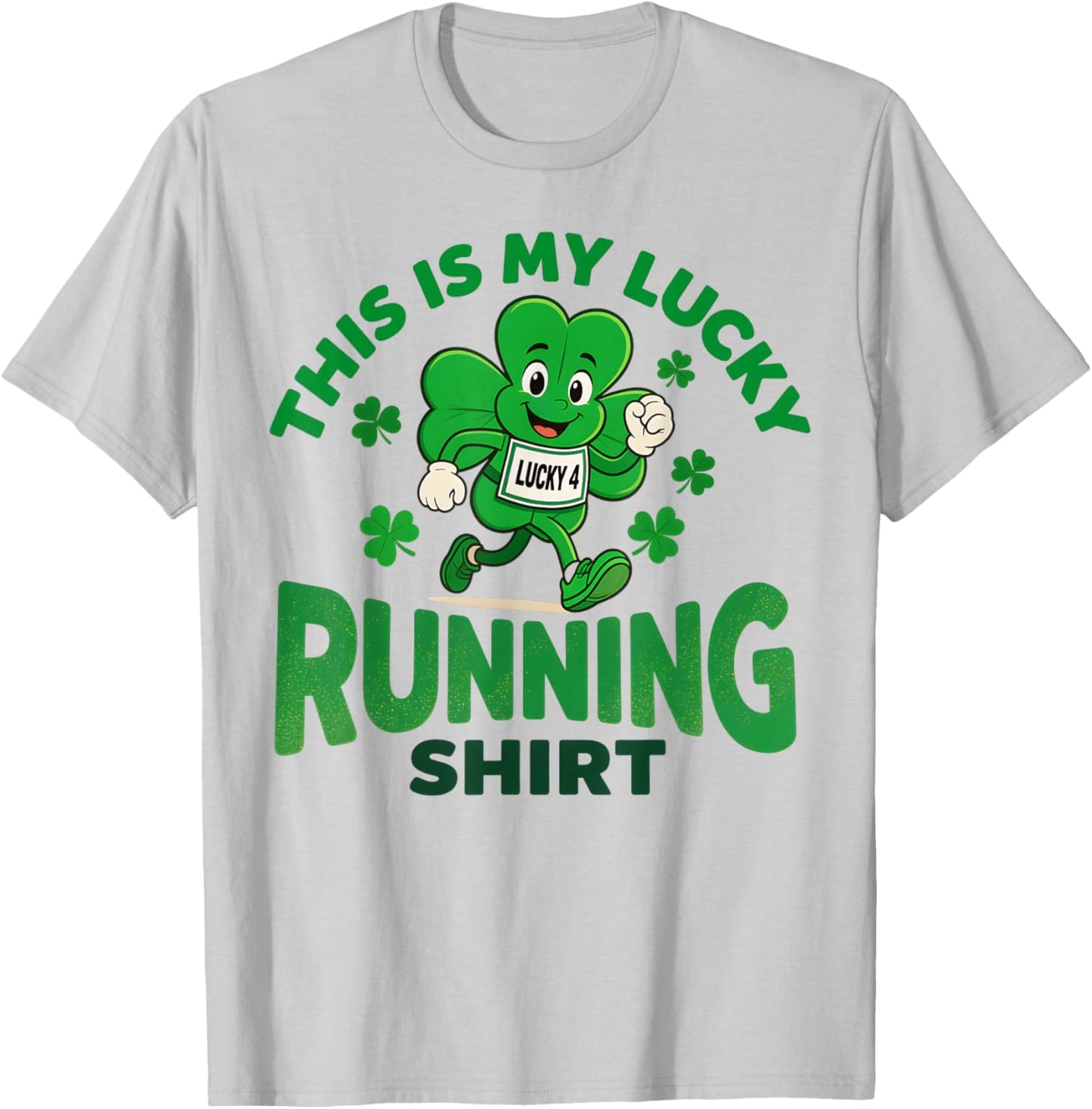 St Patrick's Day Shamrock Lucky Runner Funny Running Team T-Shirt - T-Shirt | Ash
