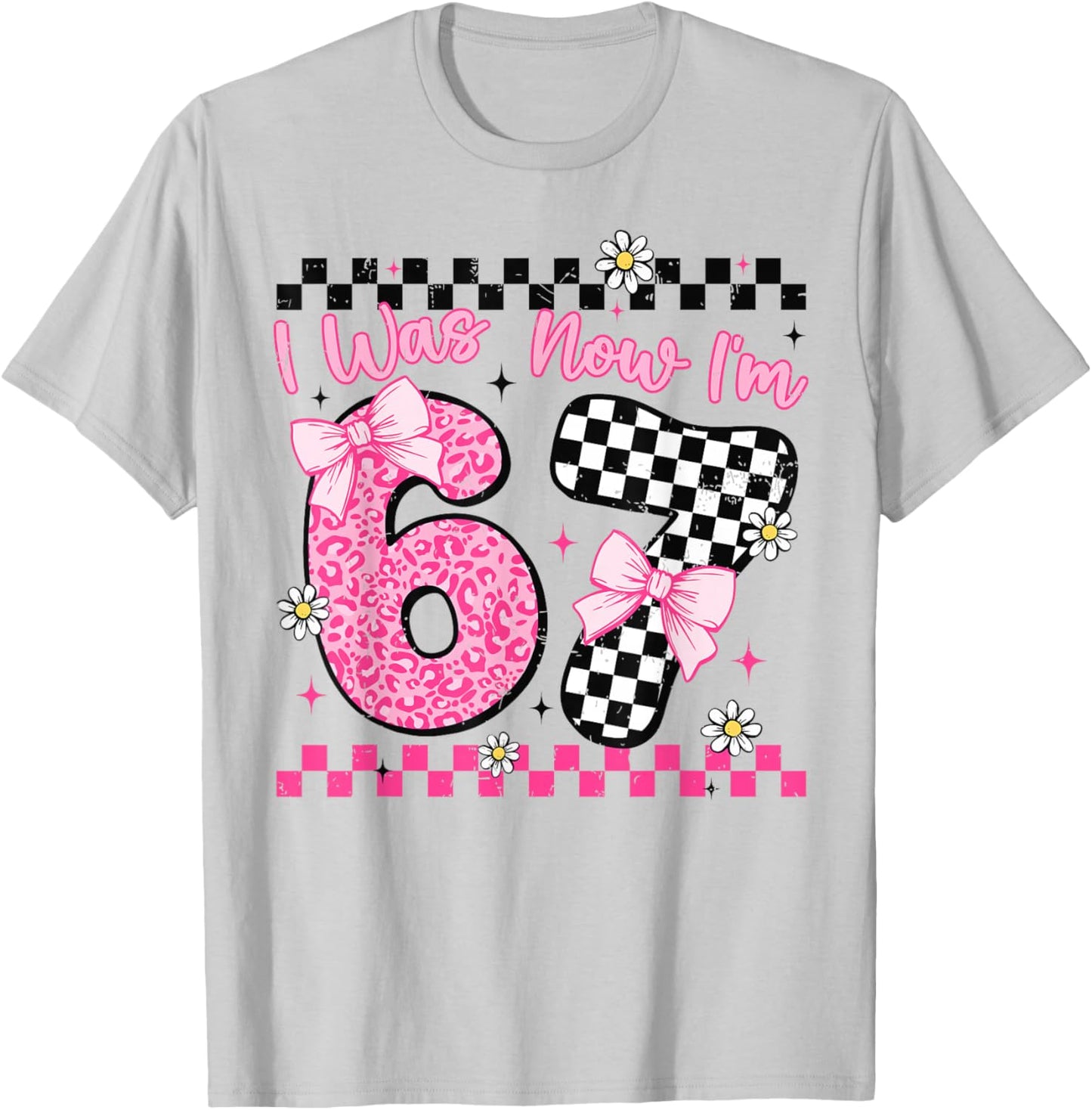 I was 6 Now I'm 7 Year Old Birthday 6 7 Coquette Kids Girls T-Shirt - T-Shirt | Ash