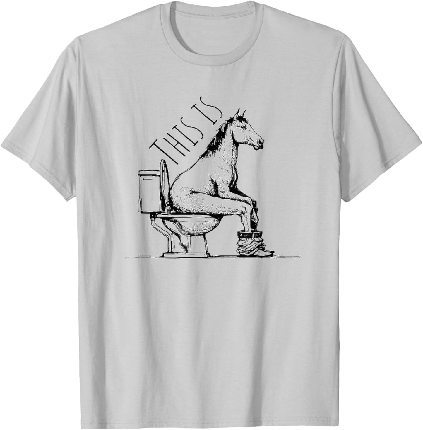 Funny Horse on Toilet T-Shirt - T-Shirt | Ash