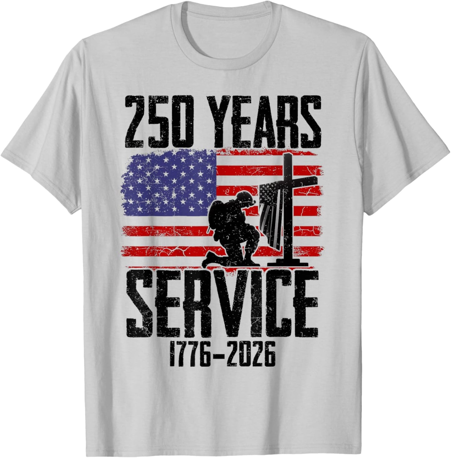 American Flag 250 Years 1776-2026 250th Birthday Patriotic T-Shirt - T-Shirt | Ash