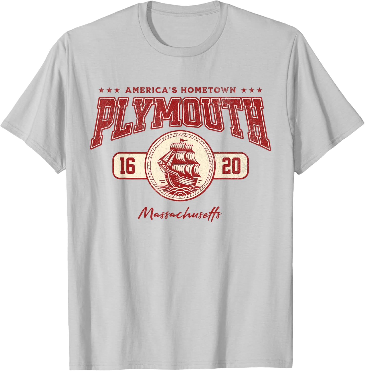 Plymouth MA 1620 Mayflower Massachusetts Souvenir Vintage T-Shirt - T-Shirt | Ash