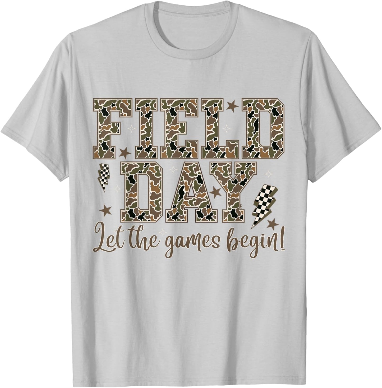 Field Day Let The Games Begin Funny Field Day Camouflage T-Shirt - T-Shirt | Ash
