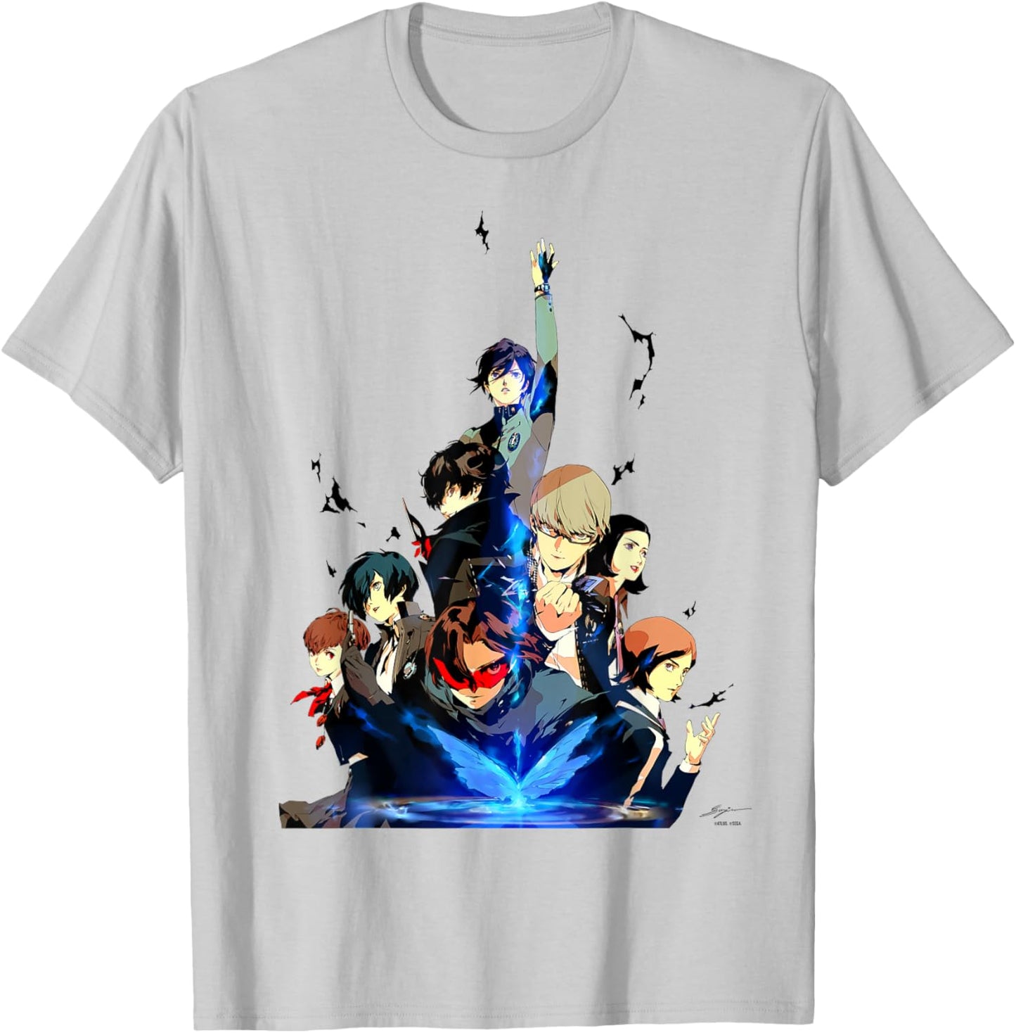 Persona 30th Anniversary Key Art (Black Logo) ATLUS T-Shirt - T-Shirt | Ash