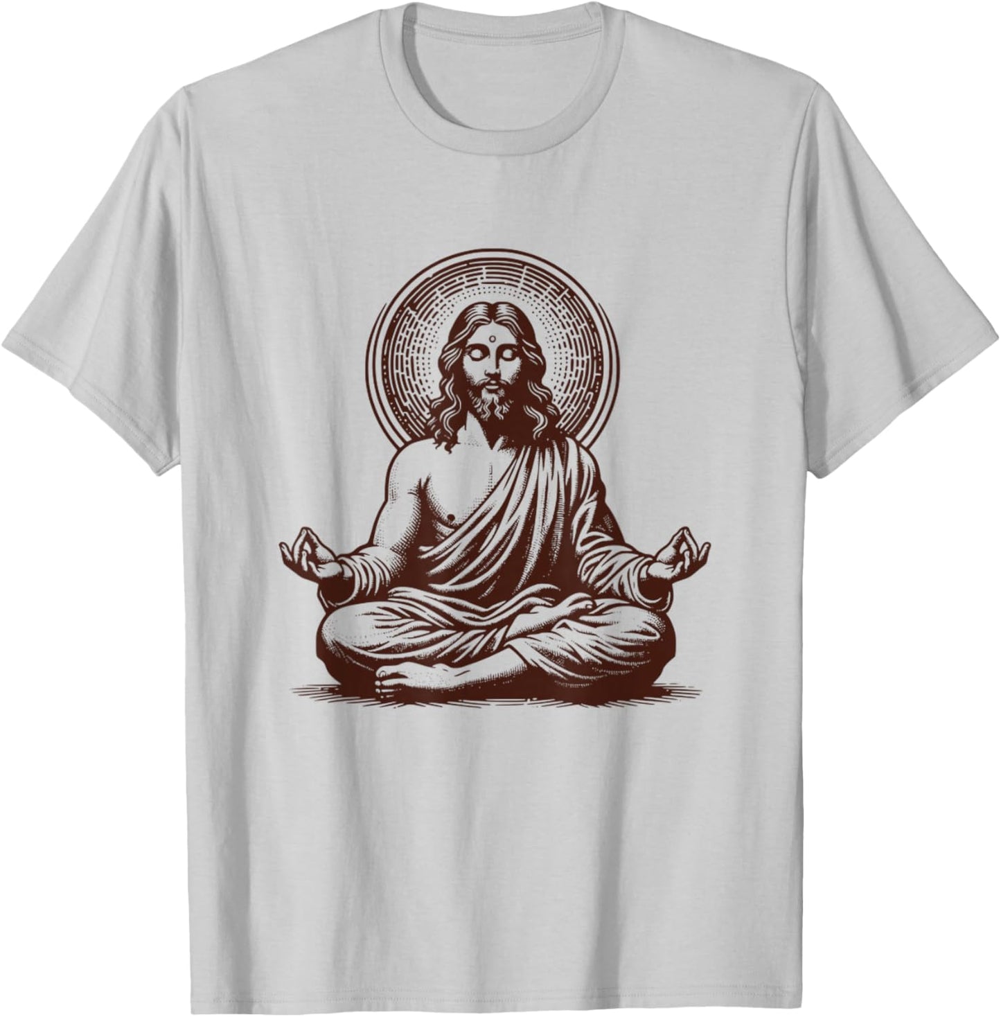 Jesus Meditating As A Buddhist Monk Meditation T-Shirt - T-Shirt | Ash
