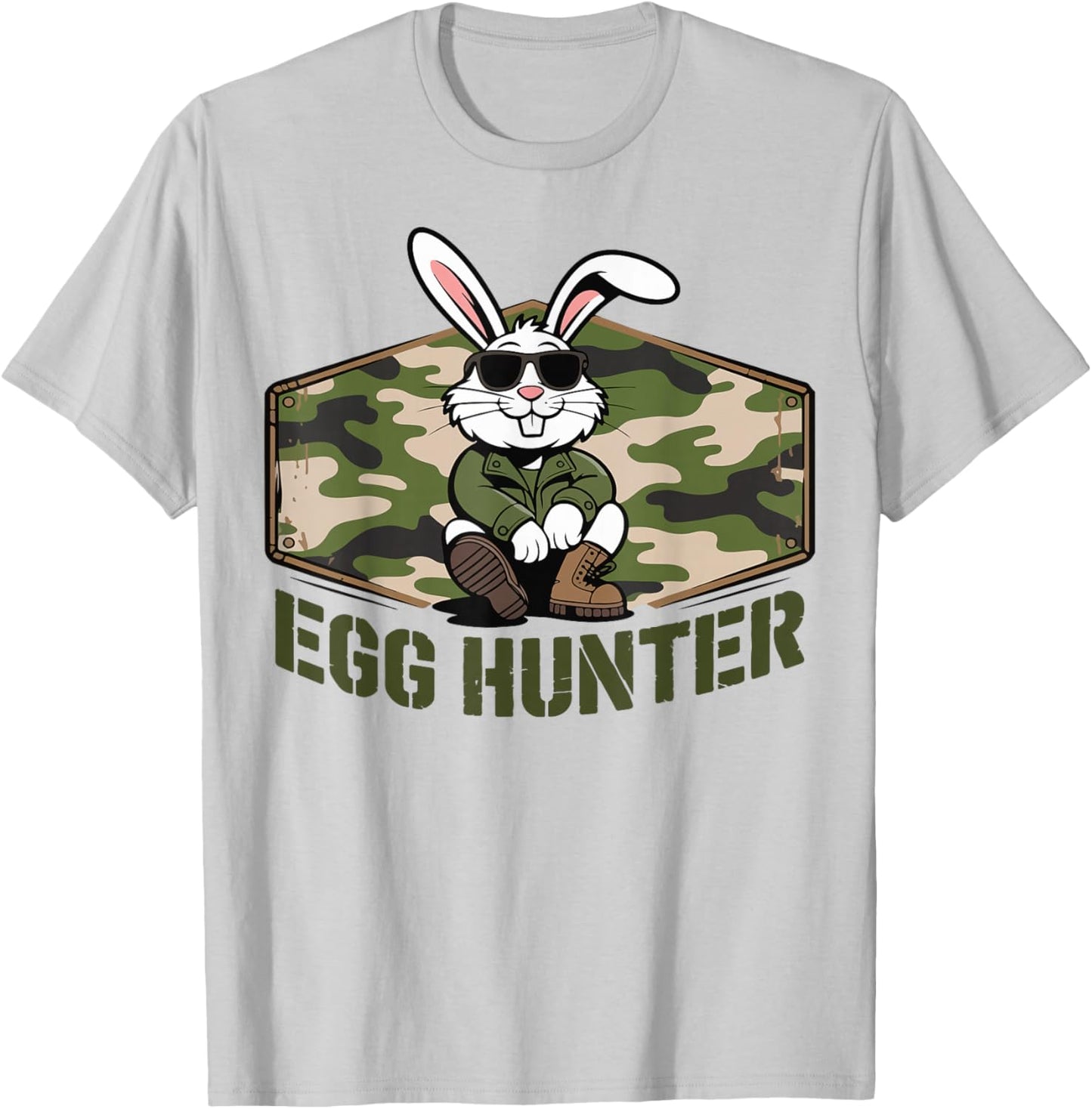Cool Easter Bunny Egg Hunter Camo Military Funny Tactical T-Shirt - T-Shirt | Ash