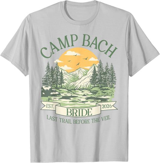 Camp Bach Est 2026 Retro Camping Bachelorette Bride T-Shirt - T-Shirt | Ash