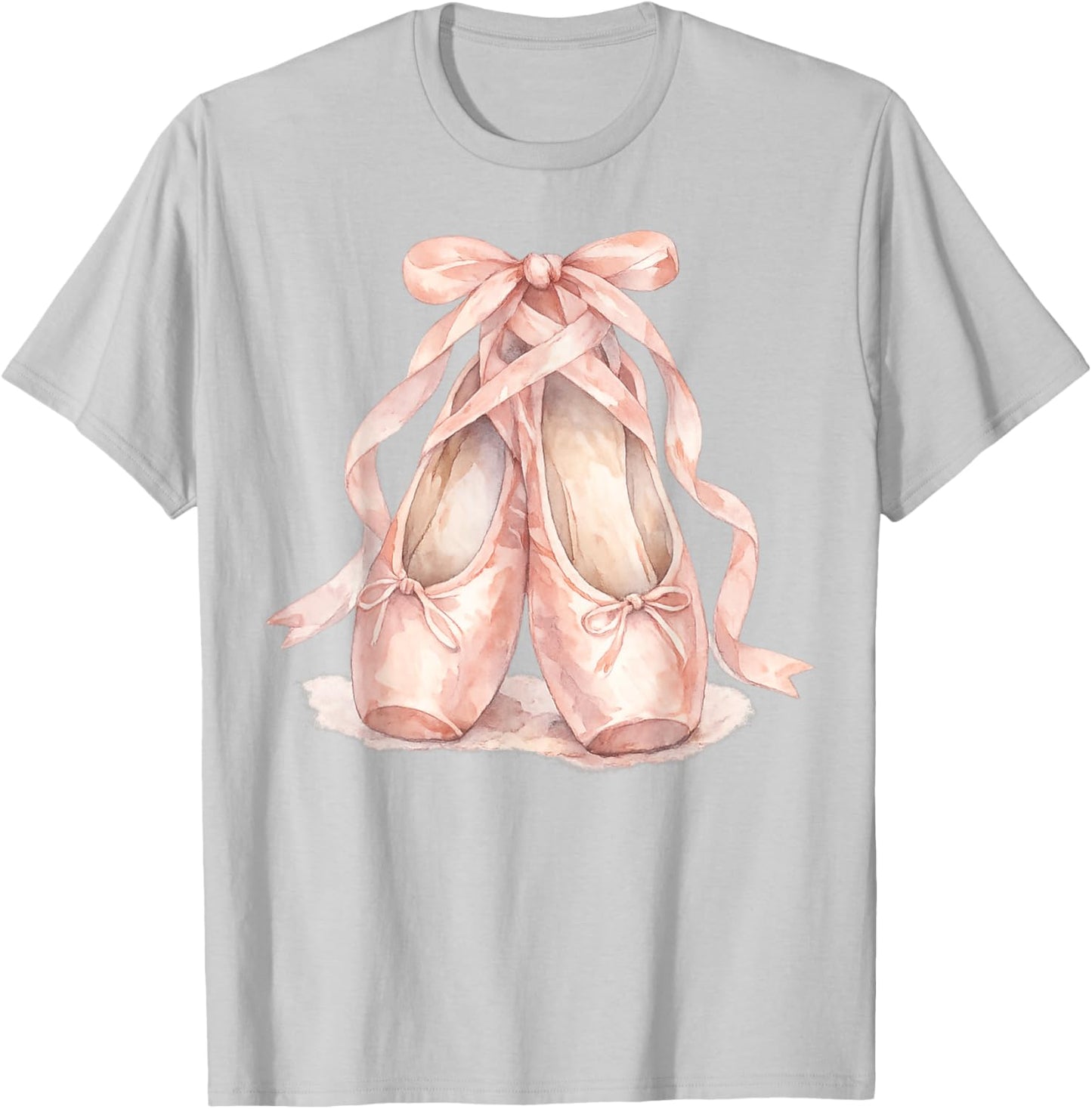 Watercolor Pink Ballerina Pointe Shoes T-Shirt - T-Shirt | Ash