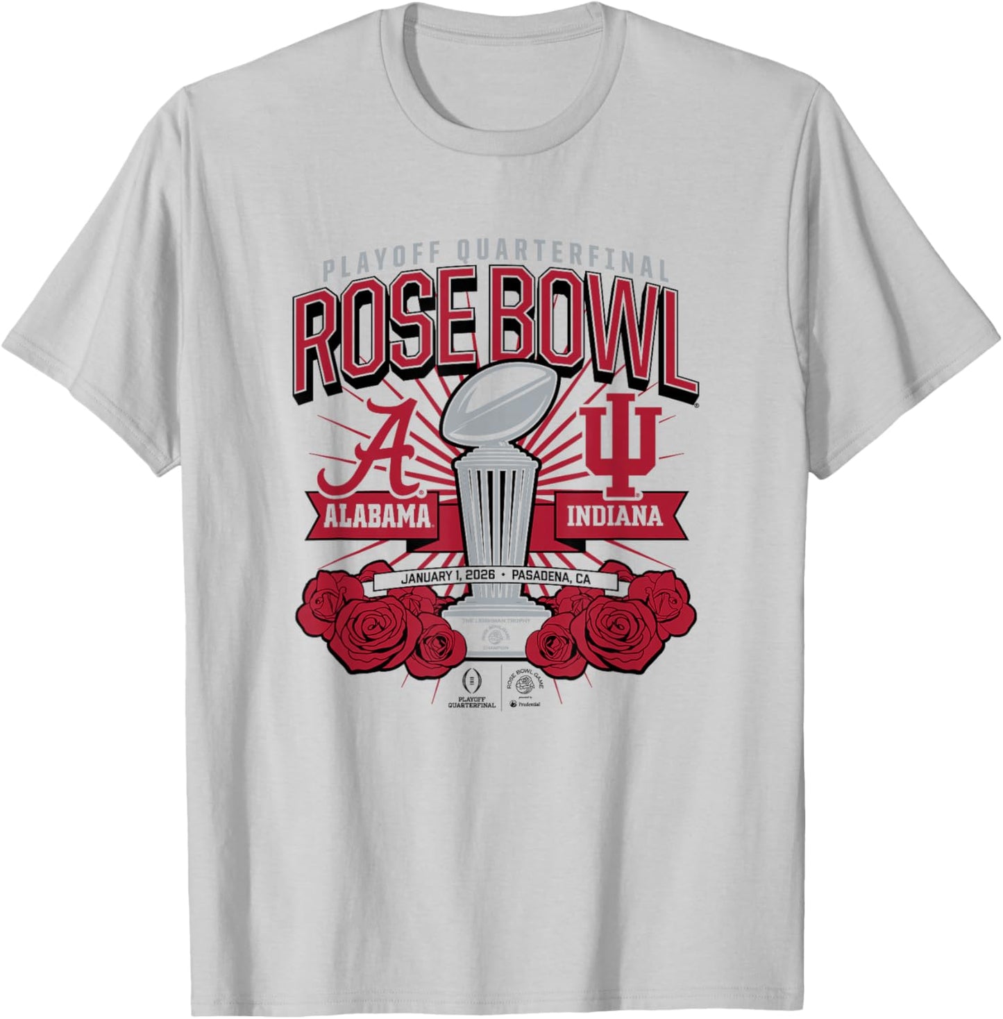 Indiana & Alabama - Rose Bowl Game Matchup - 2025 CFP T-Shirt - T-Shirt | Ash