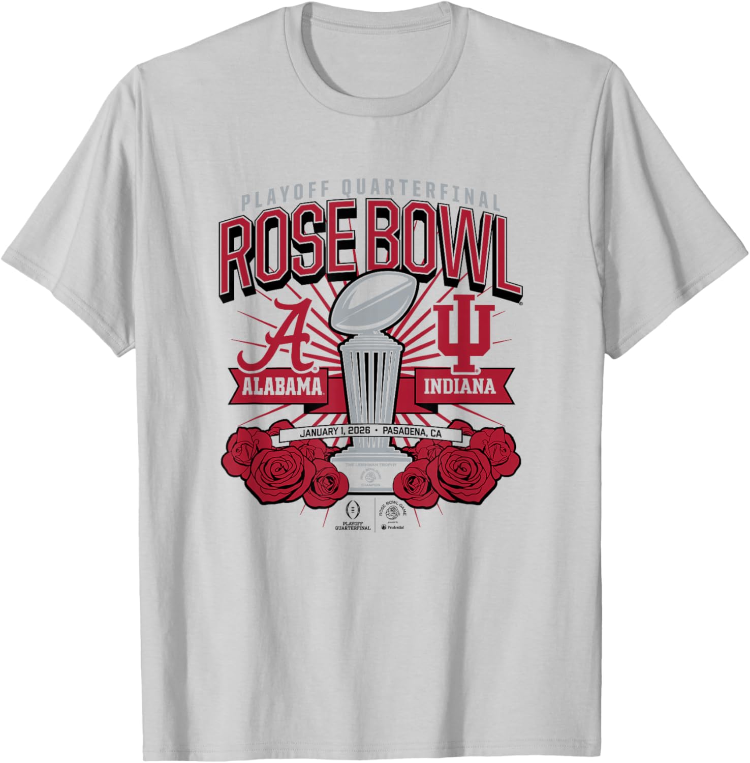 Indiana & Alabama - Rose Bowl Game Matchup - 2025 CFP T-Shirt - T-Shirt | Ash