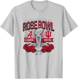 Indiana & Alabama - Rose Bowl Game Matchup - 2025 CFP T-Shirt - T-Shirt | Ash