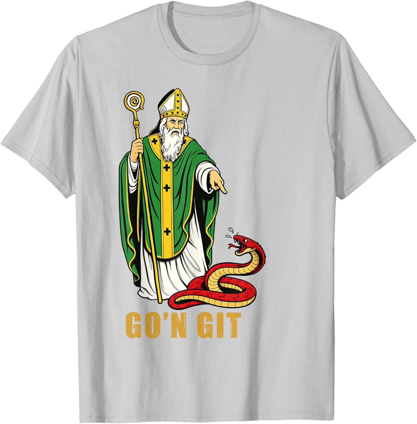 St Patrick Snake Gon Git Card Saint Pattys Men Women Kids T-Shirt - T-Shirt | Ash