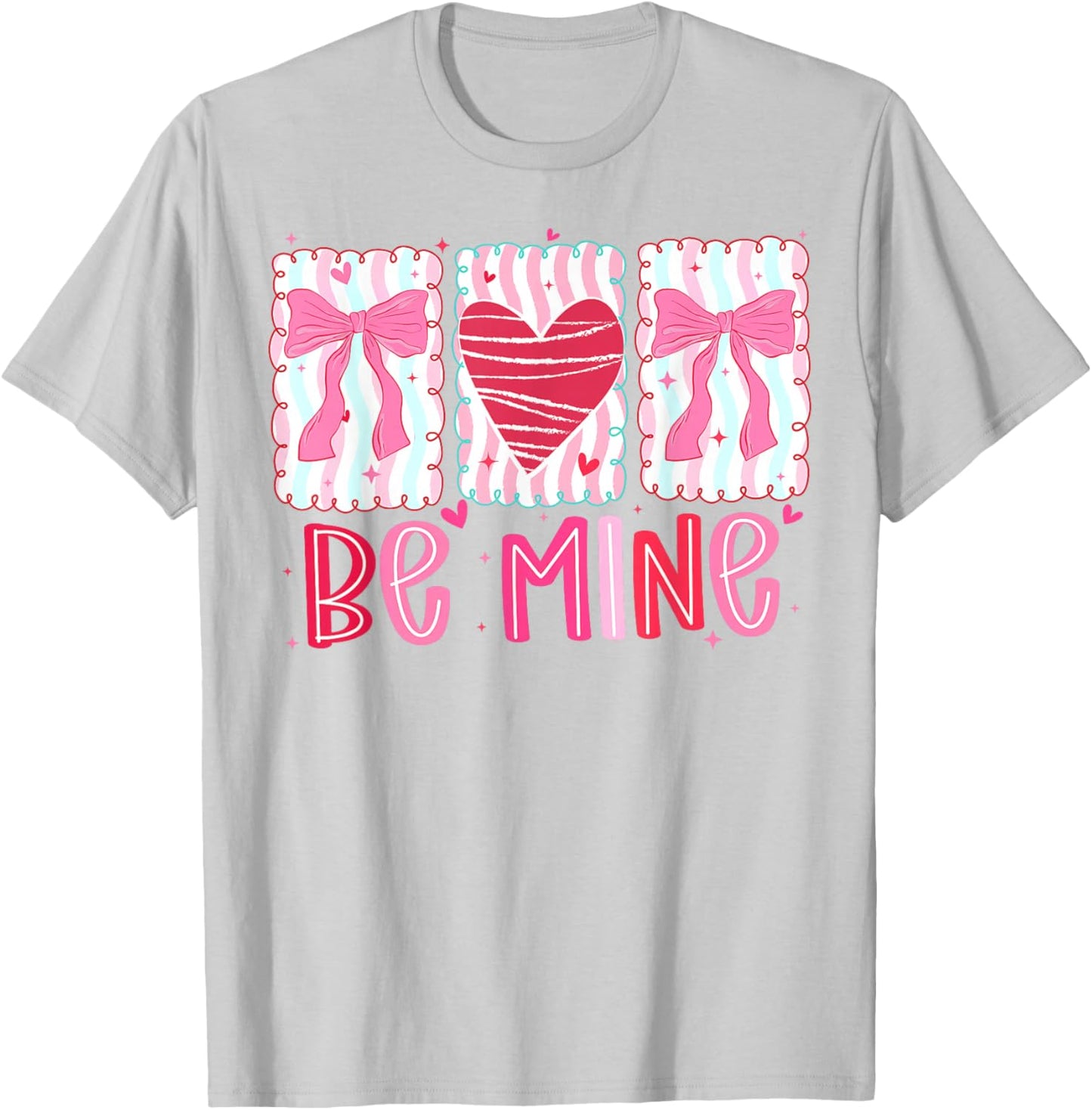Be Mine Coquette Bow Valentine Brushstroke Pink Love Girly T-Shirt - T-Shirt | Ash