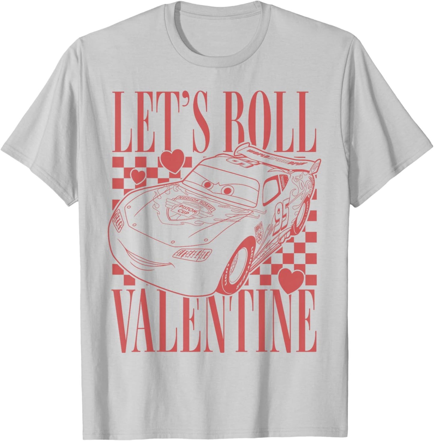 Disney Pixar Cars Valentines Day Lets Roll Valentine McQueen T-Shirt - T-Shirt | Ash
