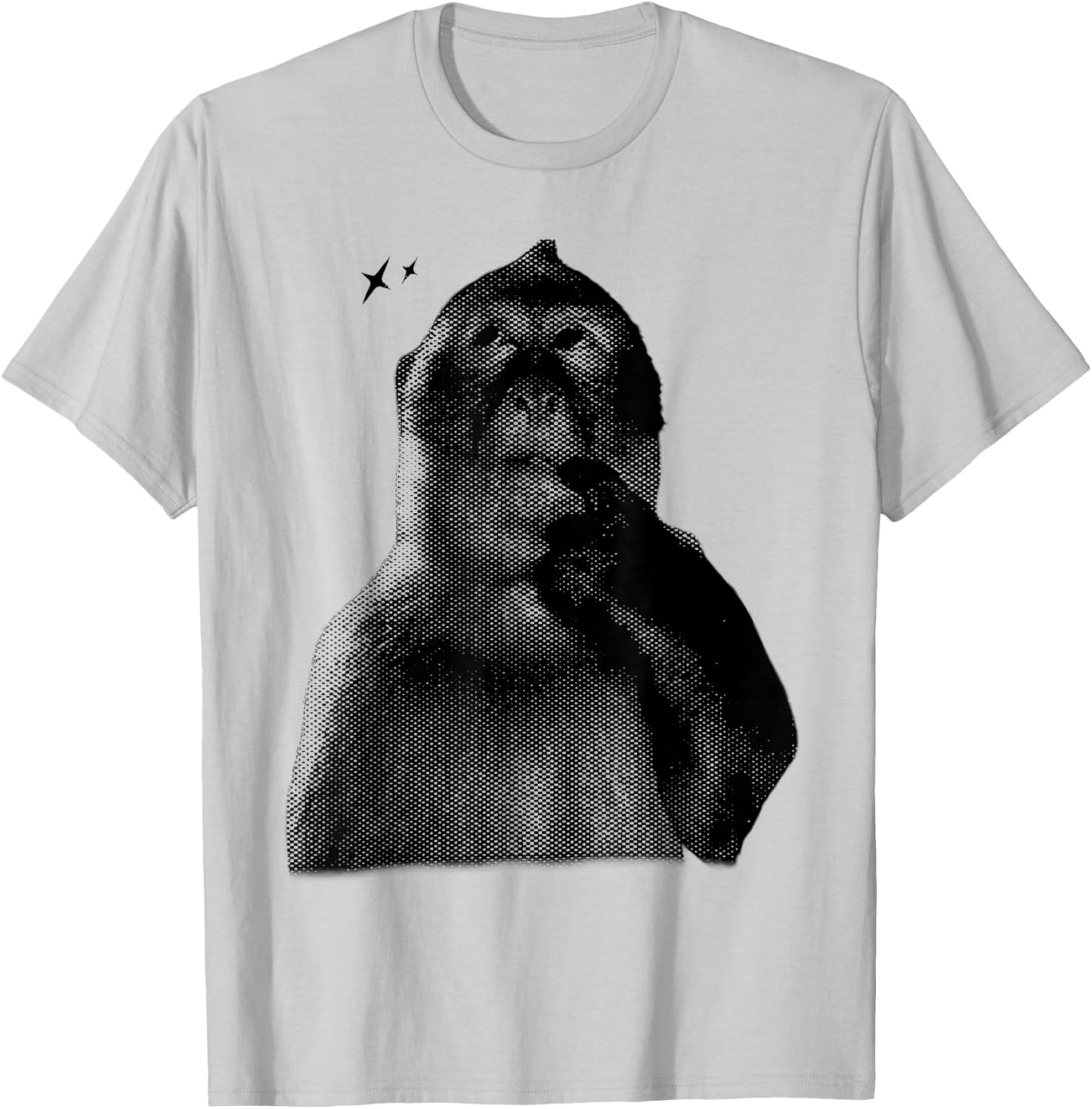 Funny Thinking Monkey Meme 2YK Graphic T-Shirt - T-Shirt | Ash