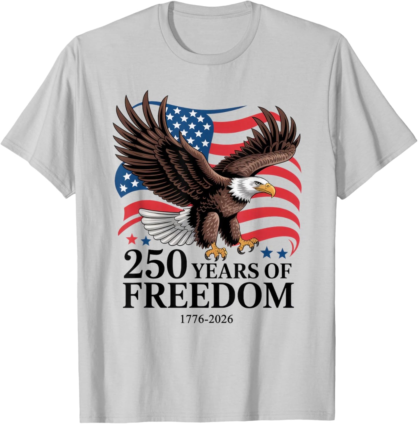 4th of July American Flag Vintage 250 Years 1776 2026 USA T-Shirt - T-Shirt | Ash