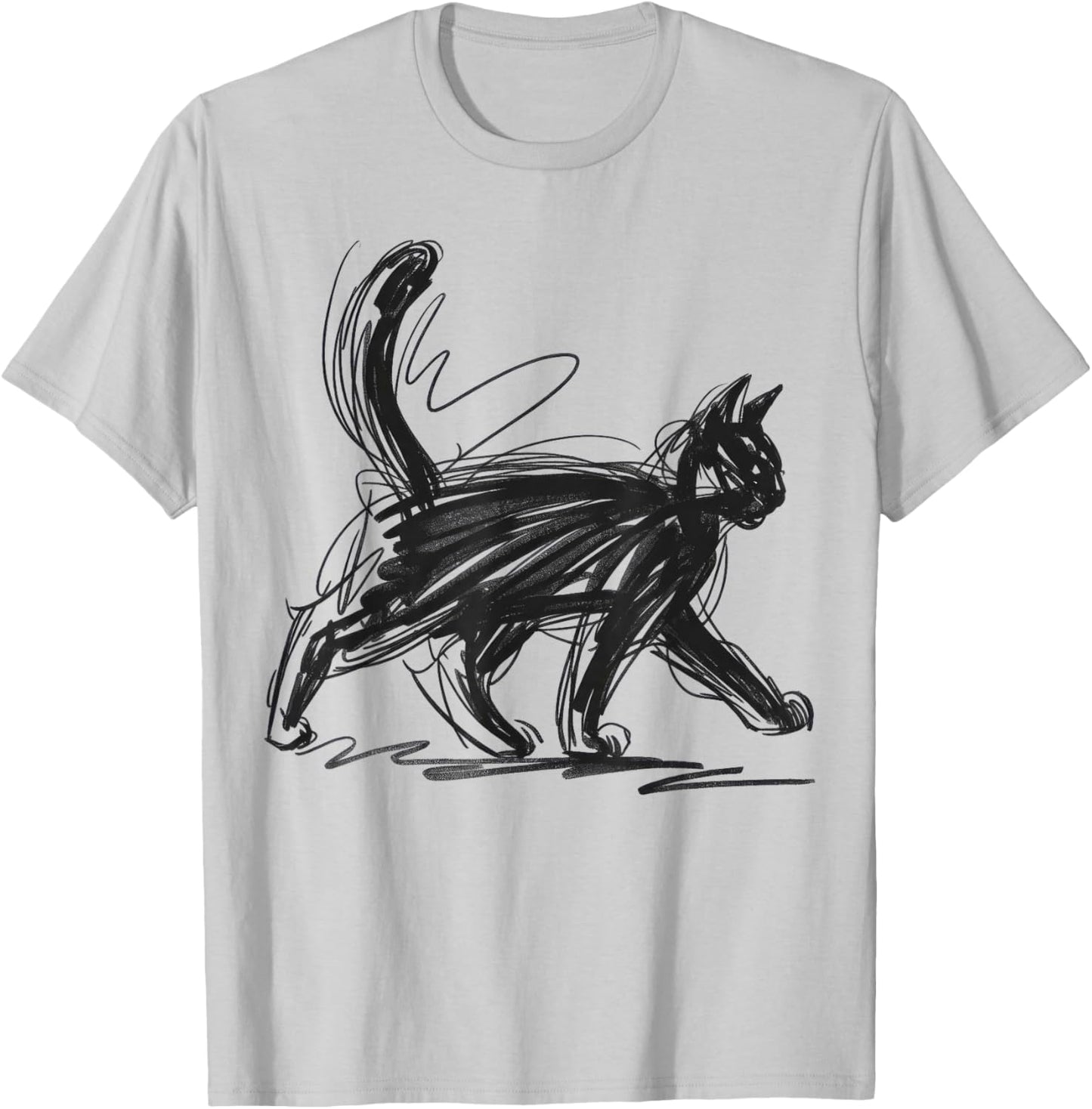 Minimalist cat Art T-Shirt - T-Shirt | Ash