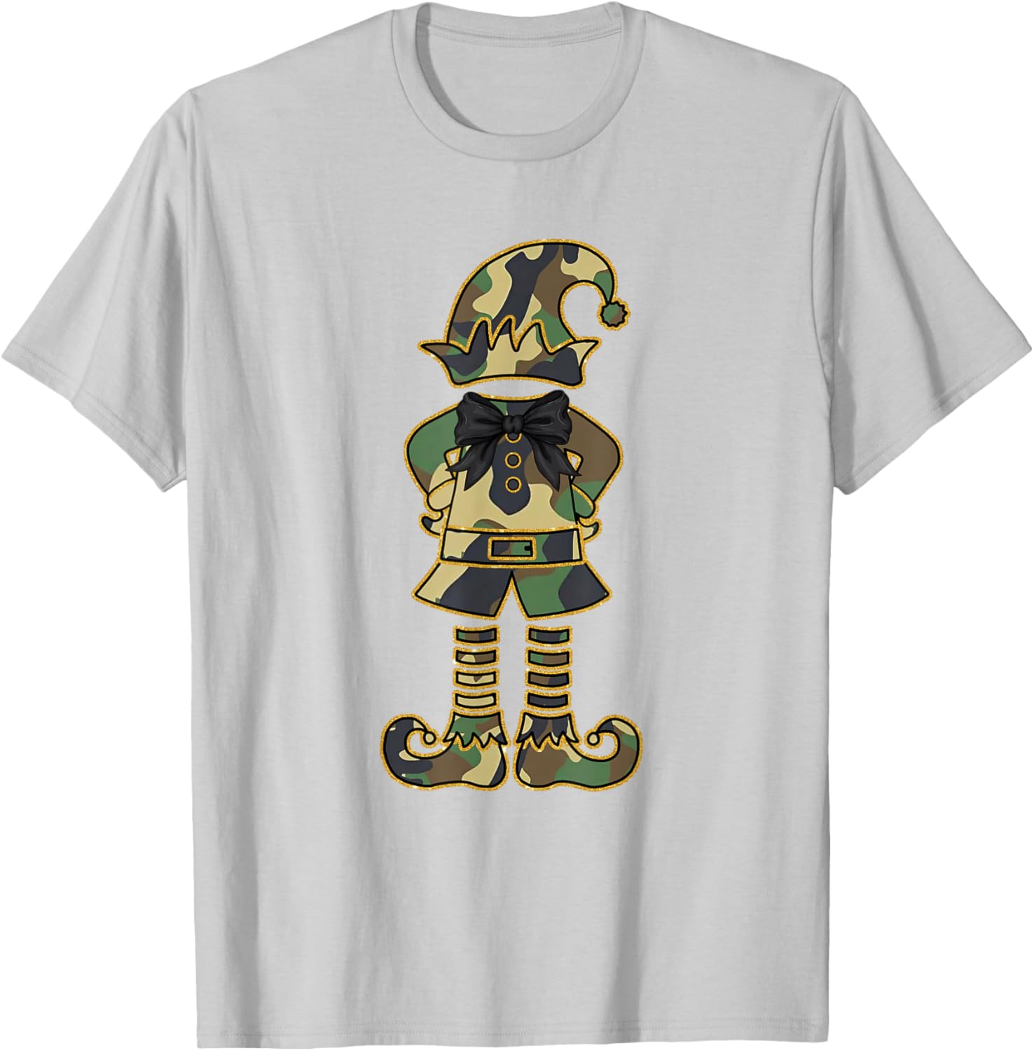 Christmas Camouflage Elf Boys Kids Xmas Family Matching Gift T-Shirt - T-Shirt | Ash