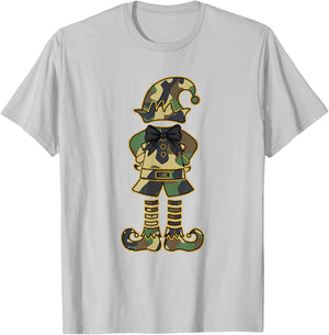Christmas Camouflage Elf Boys Kids Xmas Family Matching Gift T-Shirt - T-Shirt | Ash