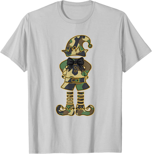 Christmas Camouflage Elf Boys Kids Xmas Family Matching Gift T-Shirt - T-Shirt | Ash