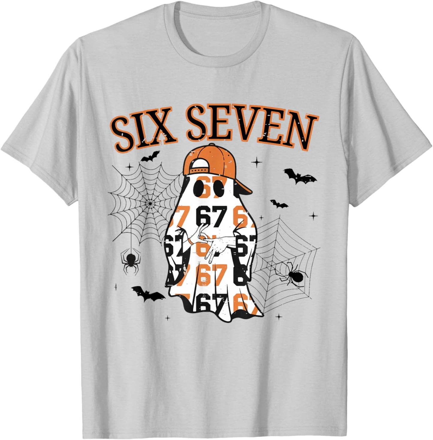 Six Seven Ghost Funny Trend 67 Spooky Season Halloween 6 7 T-Shirt - T-Shirt | Ash