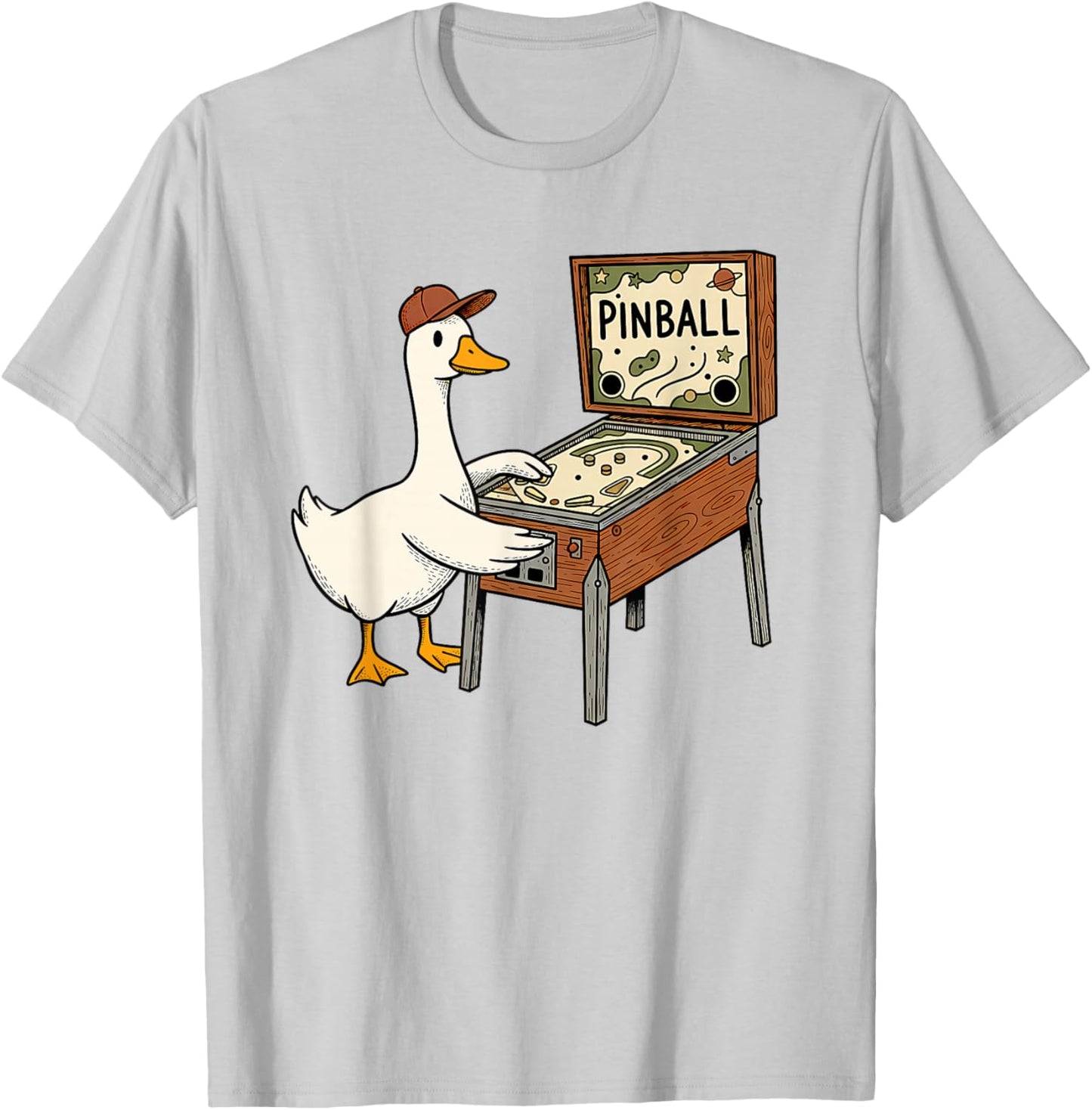 Pinball Silly Goose Pinball Wizard Pinball Lover Arcade Game T-Shirt - T-Shirt | Ash