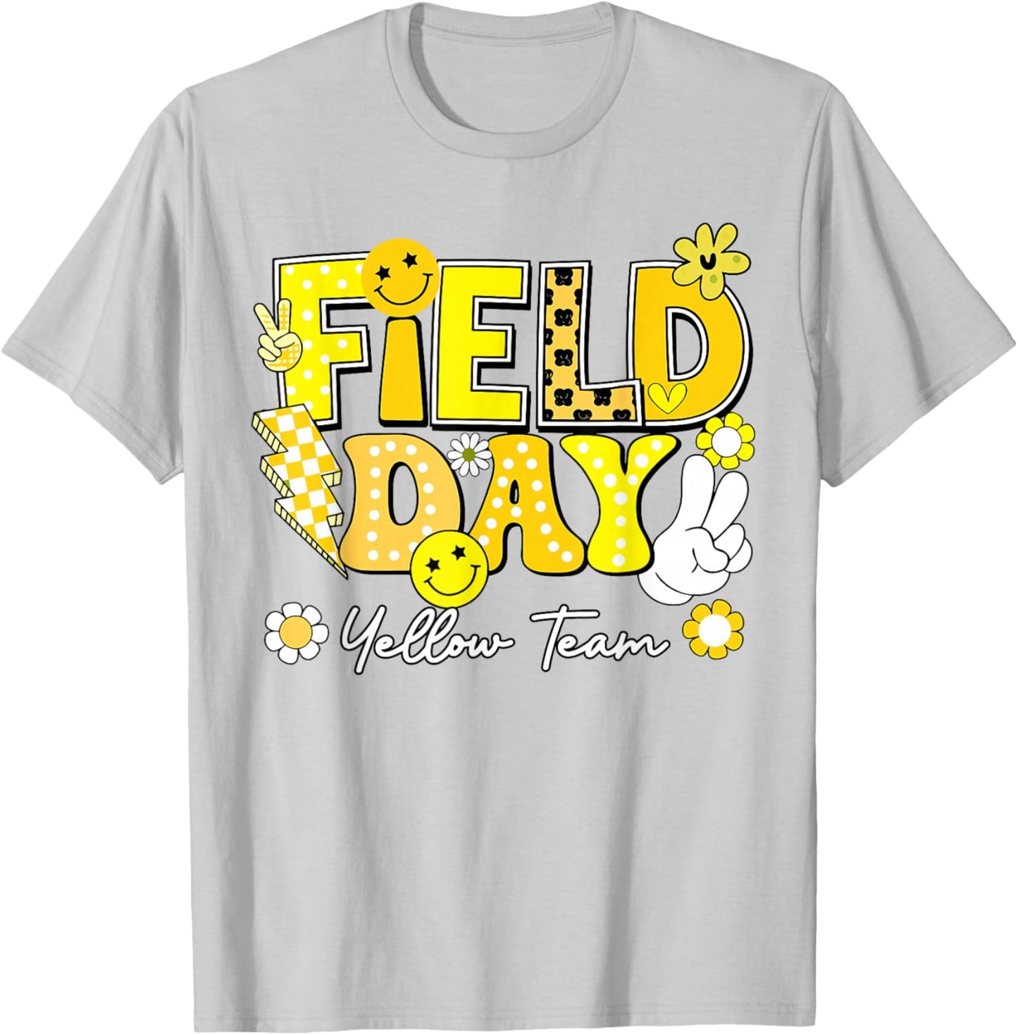 Field Day Yellow Team Funny for Teacher Kids Field Day Games T-Shirt - T-Shirt | Ash