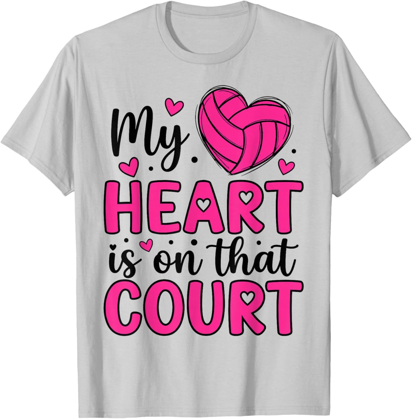 My Heart is On That Court - Volleyball Lover Valentine’s Day T-Shirt - T-Shirt | Ash