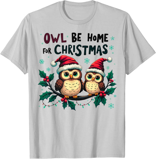 Owl Xmas T-Shirt - T-Shirt | Ash