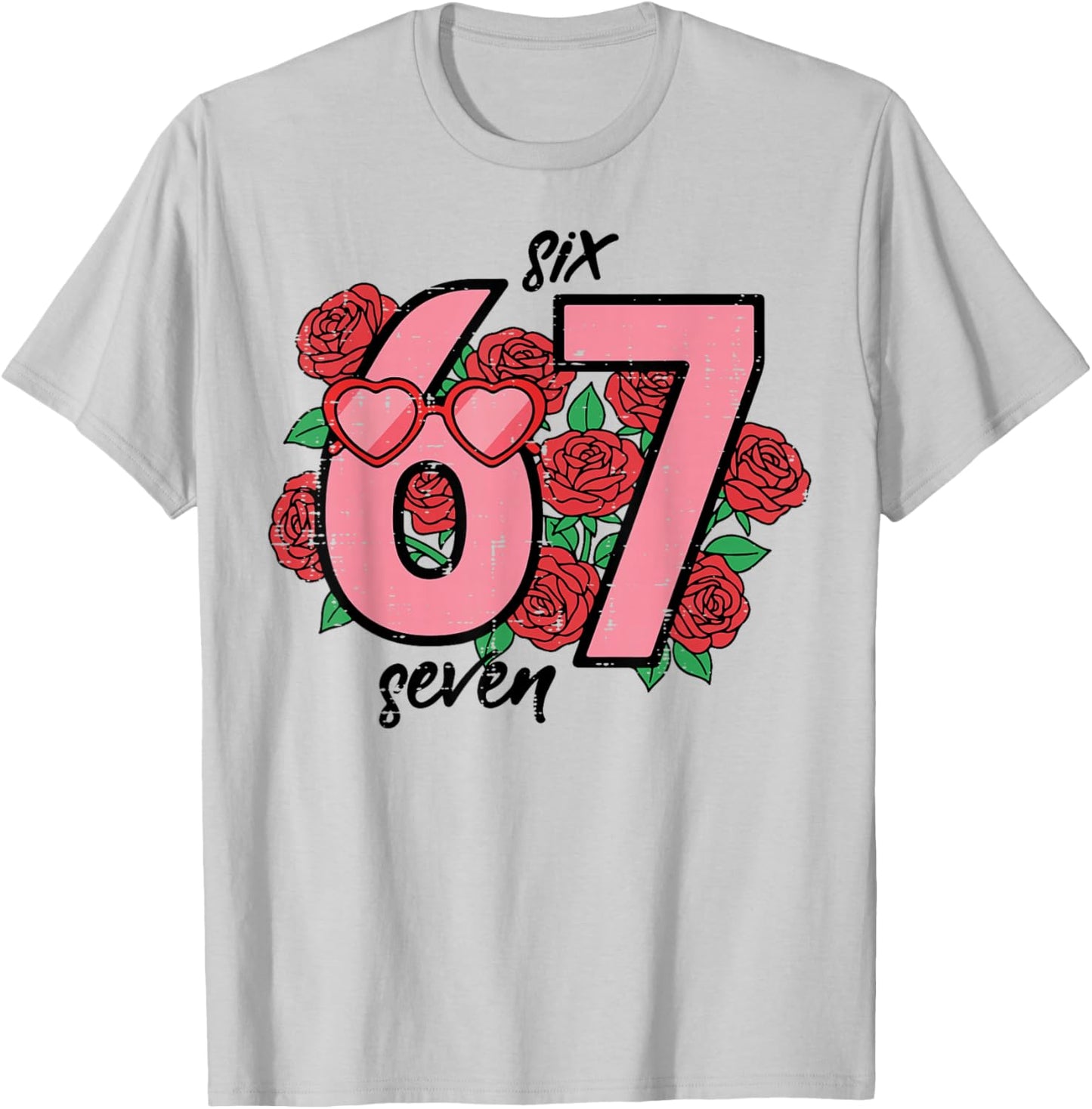 Six Seven 6 7 Valentines Day 67 Meme Kids Boys Youth Women T-Shirt - T-Shirt | Ash