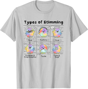 Types of Stimming T-Shirt - T-Shirt | Ash