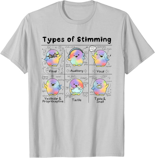 Types of Stimming T-Shirt - T-Shirt | Ash