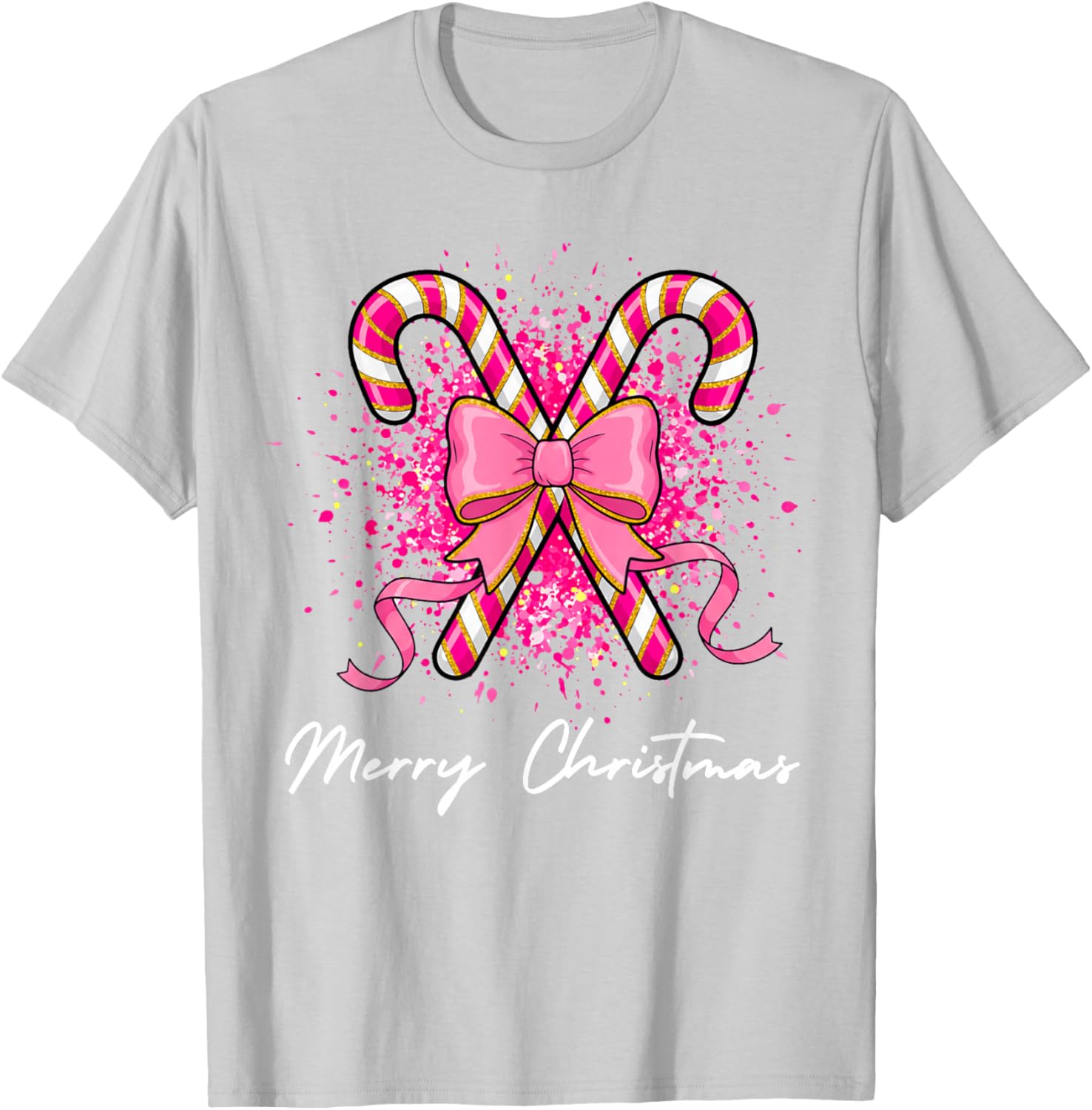 Christmas Pink Bow Croquette Candy Toddler Girls Teens Women T-Shirt - T-Shirt | Ash